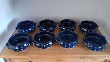 Gmundner Keramik Dirndl Blau 8 Suppentassen mit Griffe rund Maße ca. Ø 16cm