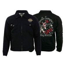 King Kerosin Workerjacke Santa Sangre Stickerei Pin Up Rockabilly Skull Sugar