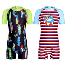 DE Jungen Badeanzug Schwimmen Bademode UPF 50+ Beachwear Back Zipper Jumpsuit