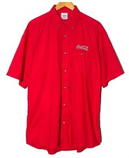 Vintage Coca Cola Hemd Kurzarm 90er Button Down rot gesticktes Brustlogo