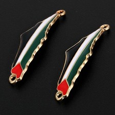 Palästina Anhänger - Flagge und Karte - 18k vergoldet für Halsketten Armbänder