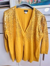 MiaModa Strickjacke Gr.54 mit Glitzer Senfgelb goldgelb