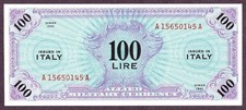 ITALIEN 100 LIRE Banknote 1943