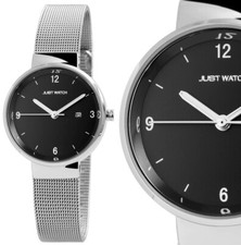 Damen Uhr Silber Schwarz Mesh