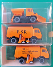 WIKING H0 18 646 + 2 x 22642 Unimog Schneeflug + Straßenkehrfahrzeug MB OVP (MI)