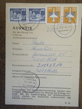 DDR Halle 2/Halle 31 Bezugsausweis für Sonderpostwertzeichen 1988