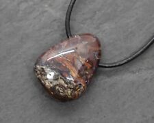 +Natur+ PIETERSIT EDELSTEIN-ANHÄNGER TROMMELSTEIN - gebohrt - mit Lederband #T25