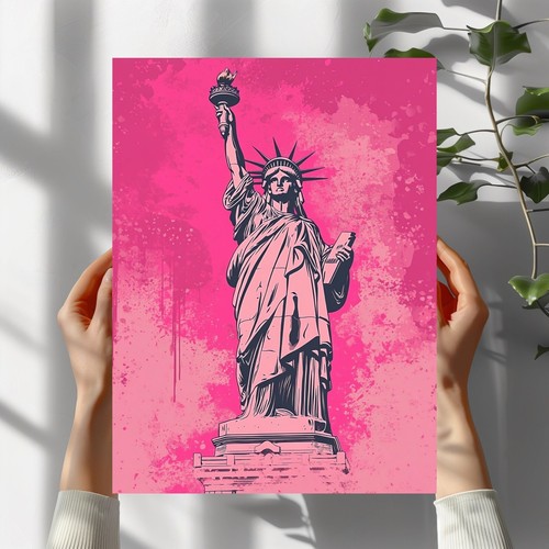 Rosa freiheitsstatue poster - rosa,