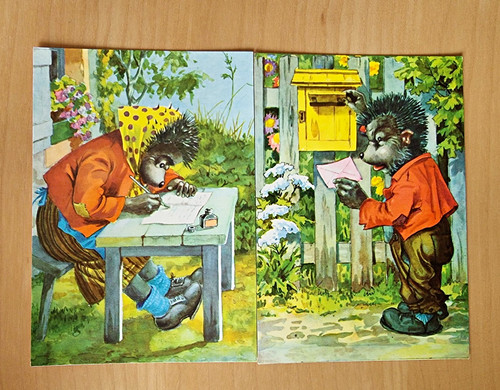 Motiv ansichtskarte igel - 2x,