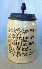 ALT Bierkrug Brauerei zum Münchner Kindl München um 1900 Krug Zinn Sammelkrüge