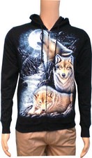 Jacke Sweatshirt Hoody Kapuzenjacke Biker Sweats Wolf Wolfsrudel S-2XL