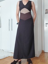 Langes Kleid, 70er-Stil, Brauntöne, grafisches Muster, Gr. 38, Hennes