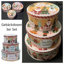 Gebäckdosen 3er Set Plätzchendose Keksdose Blechdose Weihnachten Merry Christmas