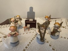 6 Engel  Erzgebirge mit Harfe Klavier Orchester Weha Kunst