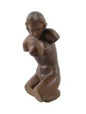 Elegante knieende Frauenfigur Skulptur signiert EVA ATELIER Vintage Keramik