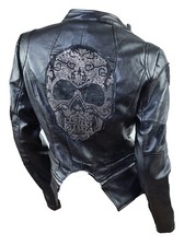 Biker Kunstleder Jacke Skull Totenkopf - Punk Motorrad Gotik