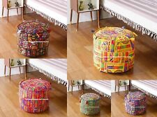 indische 18 "böhmische Patchwork bestickte Hocker Ottomane Abdeckung dekorativ 