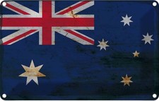 Blechschild 12x18 cm Australien Australia Rost Flagge Fahne Wappen Deko Geschenk