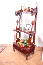 Hohes elegantes Standregal Etagere Regal große Schublade Kolonial Mahagoni massi