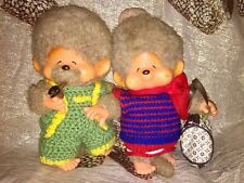 Original Sekiguchi 1974 MONCHHICHI OMA + OPA Monchichi im Outfit *Rarität *w028*