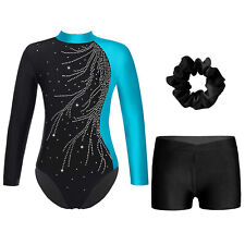 DE Mädchen Turnanzug Mit Hose Turntrikot Gymnastik Body Ballett Tanzoutfit Sets 