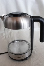Philips 1.7 L Glas Wasserkocher mit Kontrollanzeige, Deckel, Schwarz