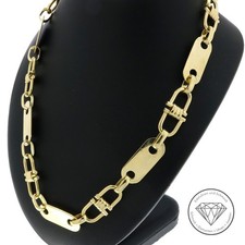 Wert 13.100,- Steigbügel Plättchen Kette 585 / 14 Kt Gelb Gold 65 cm xxyy