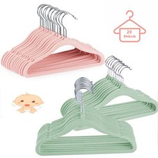 20x Kleiderbügel Samt Kinder Bügel Platzsparend Anti-Rutsch Garderobenbügel Bunt