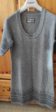 TCM North Route Damen Norweger langer Pullover  Kleid G S grau 26%Wolle Kurzarm