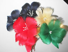 Blüten Feder Mode Anstecker Travestie Deko Ansteckblume Hut Rockabilly 50er 