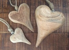 Hänger HERZ Holzherz natur Landhaus Fensterdeko Herzhänger Herzdeko Holz NEU