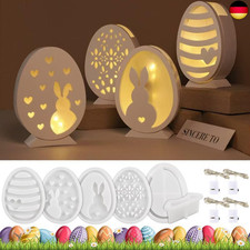 Oster Gießformen, 6 er Set Ostereier Silikonform mit 4pcs Mini LED 
