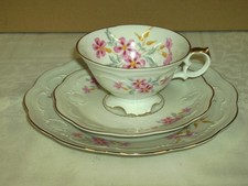 Sammeltasse Porzellan 3 Teilig, Hutschenreuther Abt. Paul Müller Goldrand Blumen