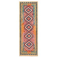Kelim Afghan 201x71 cm Handgewebter Orientteppich kilim Wolle Carpet Rug Läufer