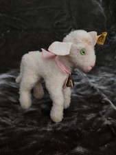 Steiff Lamm Lamby 6510.04 60er Jahre mit Knopf und Fahne 11cm hoch - Vintage