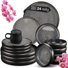 Moritz & Moritz 24tlg Tafel Service Grau Geschirr Set Reaktiv