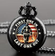 Feuerwehrmann Taschenuhr Medaillon HALSKETTE Farbe Schwarz