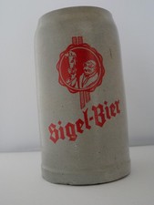 Sigel-Bier Brauerei Pfullingen - Steinkrug 1l - alt ca. 1950 - rote Beschriftung