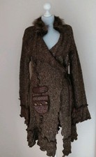 Strickmantel, Strickjacke ++Org.LISSA++,Gr,M,L,XL,Braun++NEU++Echtpelz Kragen