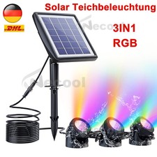 RGB LED Solar Teichbeleuchtung Unterwasserstrahler Teichleuchte Teichlampe Teich