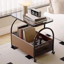 Couchtisch Klein Beistelltisch mit Rollen: Kleiner Tisch Wohnzimmertisch Korb...