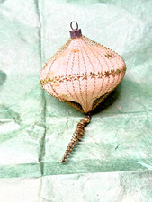 Christbaumschmuck Tinsel Dresdner Pappe Kugel Glitzer Gold Glas Zwiebel Weiß