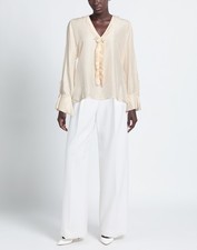 LUXUS CALIBAN Seiden Bluse Top NEU Silk  100% IT44 US8 UK12 L D38 ivory NP250,-