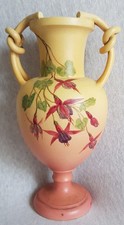 Jean Massier, gr. 26 cm, Jugendstil Vase mit Fuchsien, Handmalerei,1900,signiert