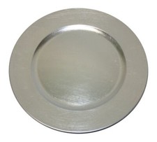 Platzteller Dekoteller Kunststoff Ø 33 cm silber - 6 Teller im Pack used look