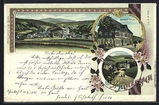 Lithographie Achenbach / Siegen, Gasthof Schuss, Achenbacher Furt 1900 