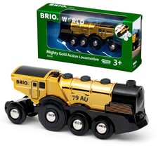 BRIO World 33630 - Goldene Batterielok mit Licht und Sound - Mit Auskoppel-Funkt