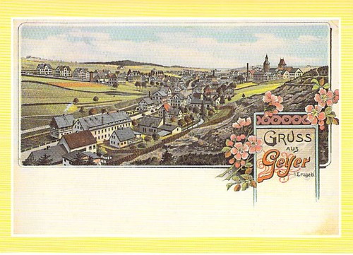 Geyer ortsansicht panorama - geyer, ak