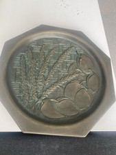Vintage Bronze Zierteller – Relief mit Ähren und Früchten