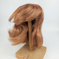 Erdbeerblonde Echthaar Puppenperücke, 10" bis 11", lange Frisur, handgestrickt